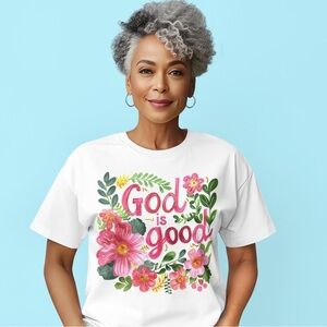 ‘God Is Good’ Floral Graphic Tee